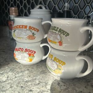 Set of 4 Soup Mugs with Colorful Labels